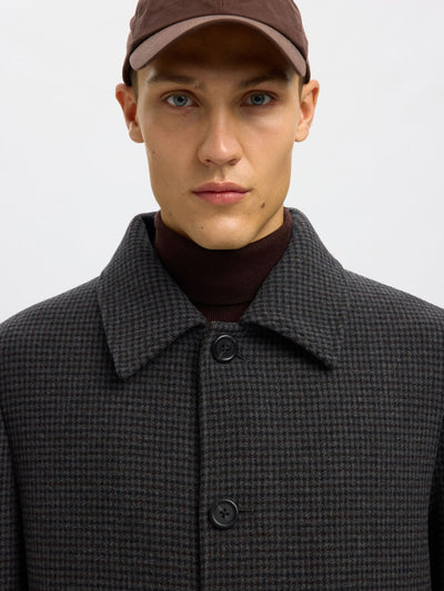 Archive Wool Blend Coat - Dark Grey & Navy/Brown Hounds