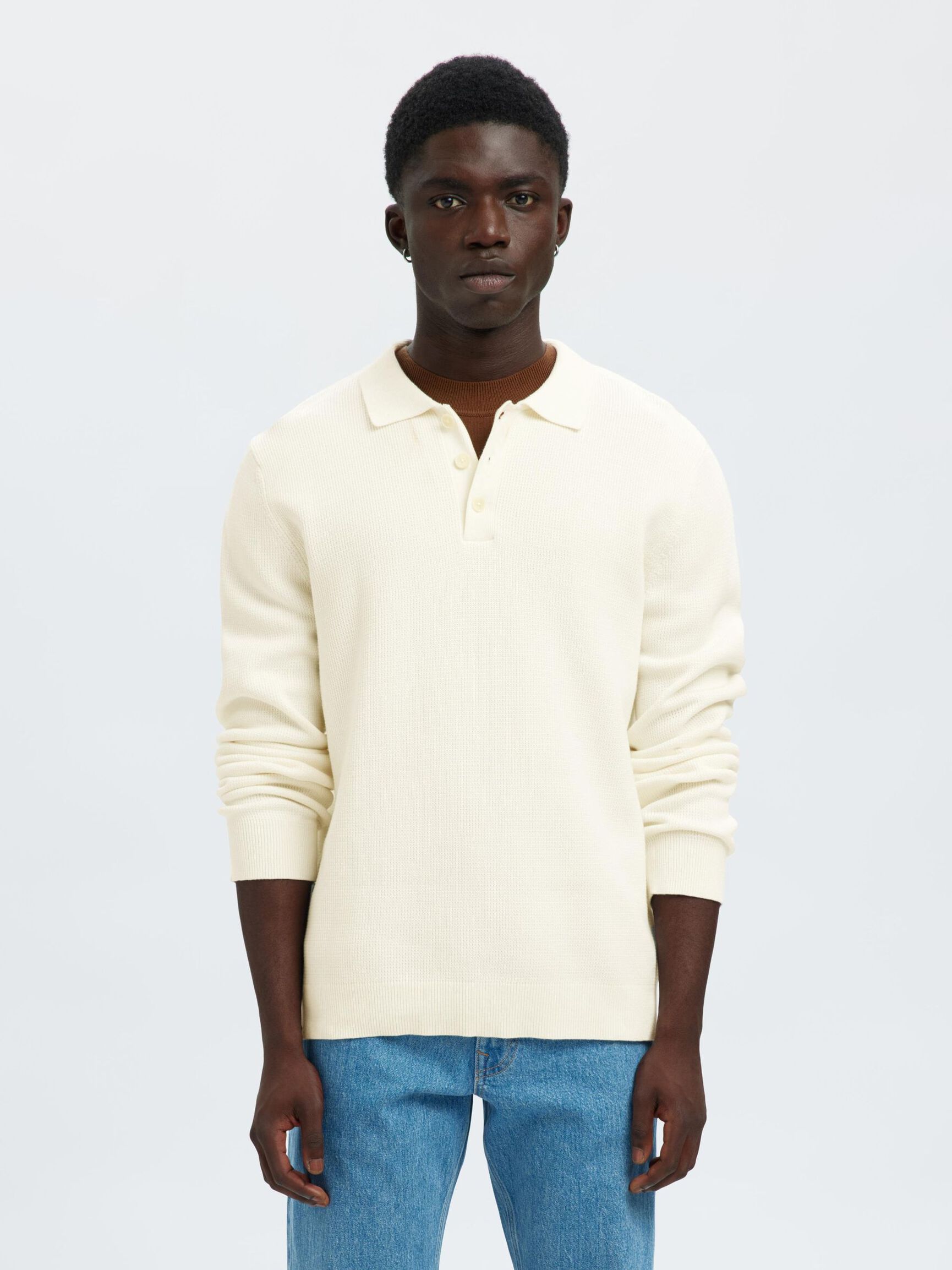 Dane Knit Structure Polo - Egret