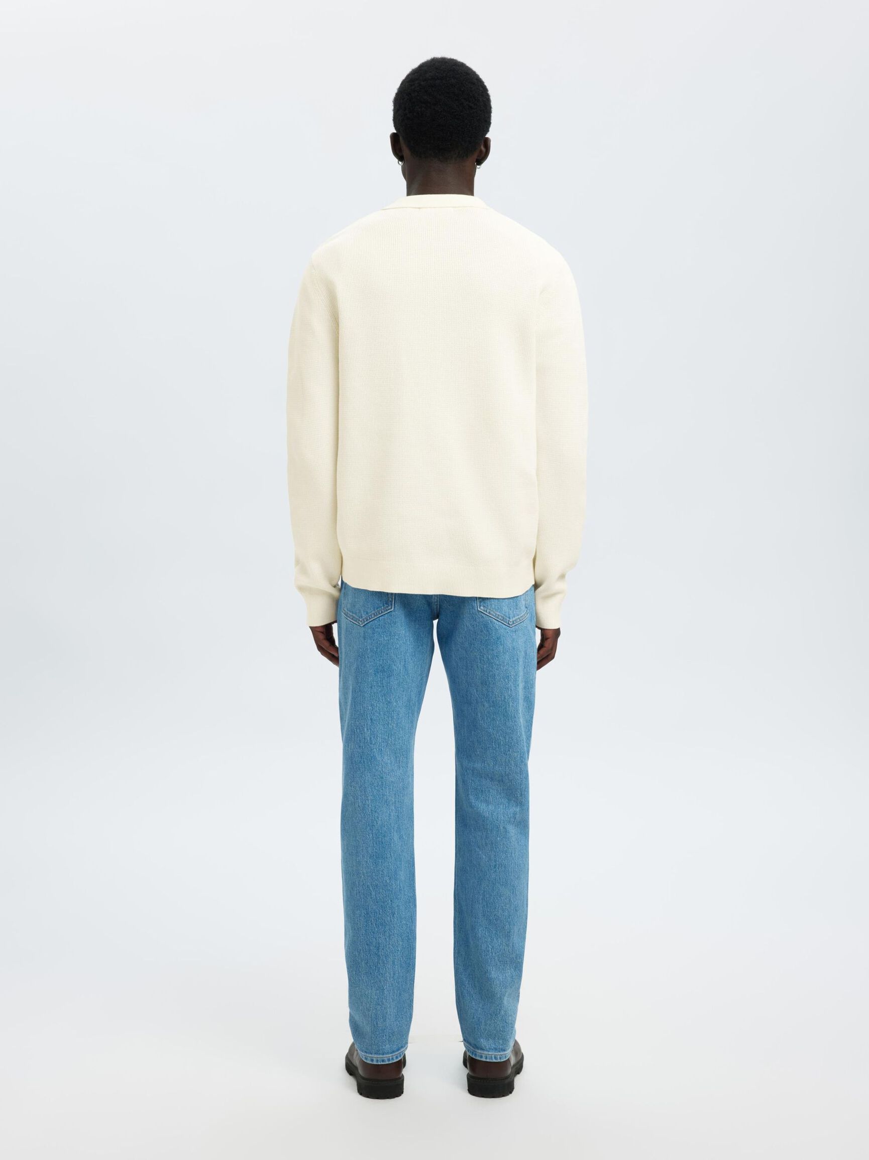 Dane Knit Structure Polo - Egret