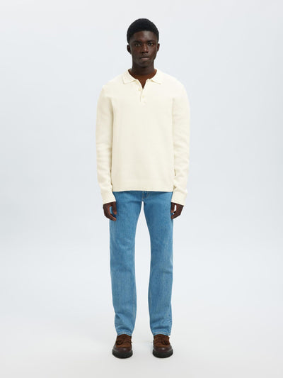 Dane Knit Structure Polo - Egret