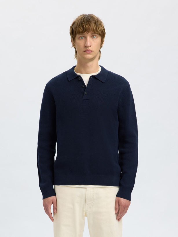 Dane Knit Structure Polo - Sky Captain