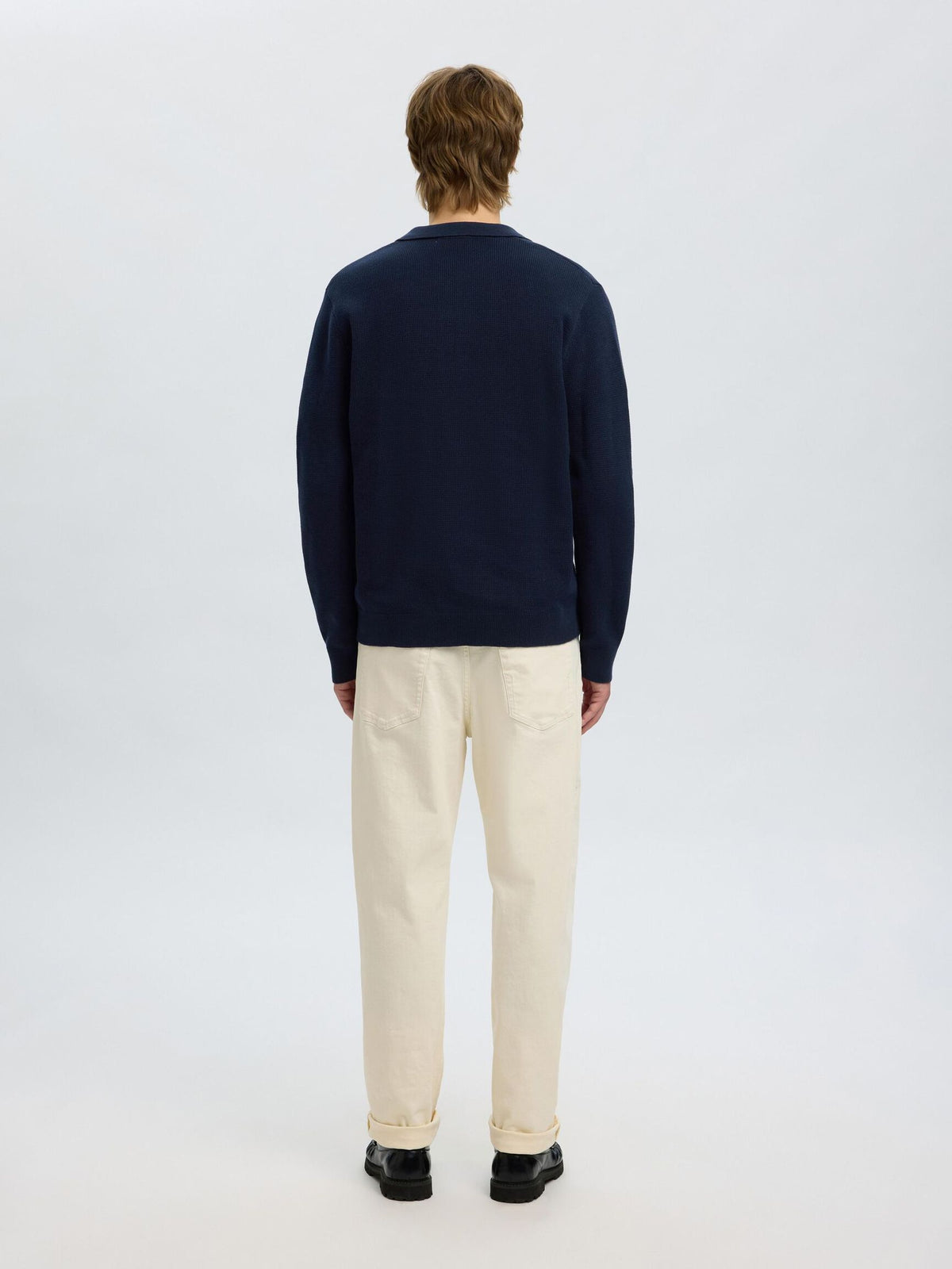 Dane Knit Structure Polo - Sky Captain