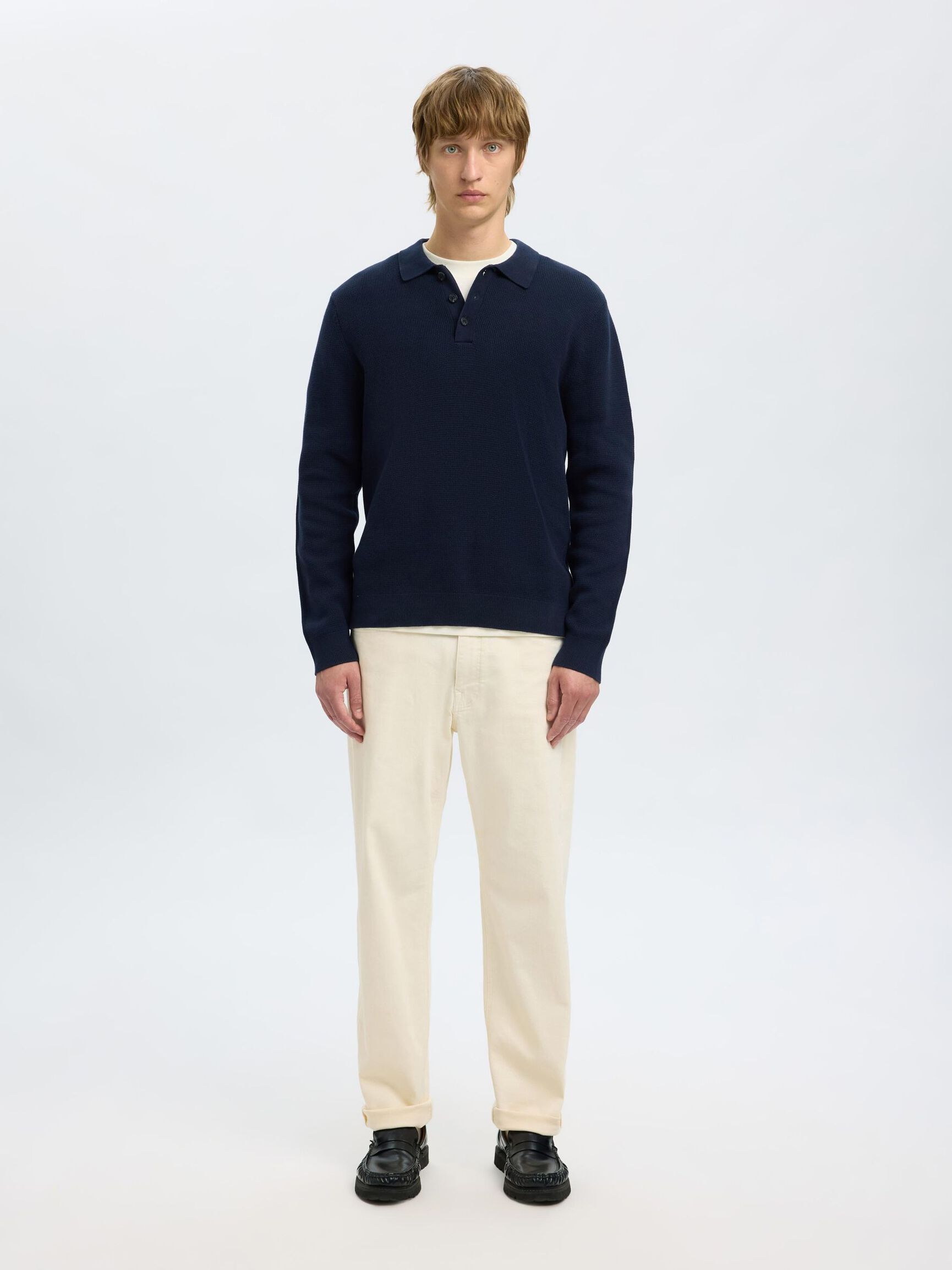 Dane Knit Structure Polo - Sky Captain