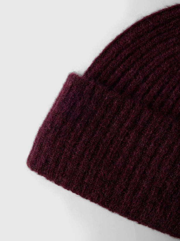 Lulu Wool Blend Knit Beanie - Fig