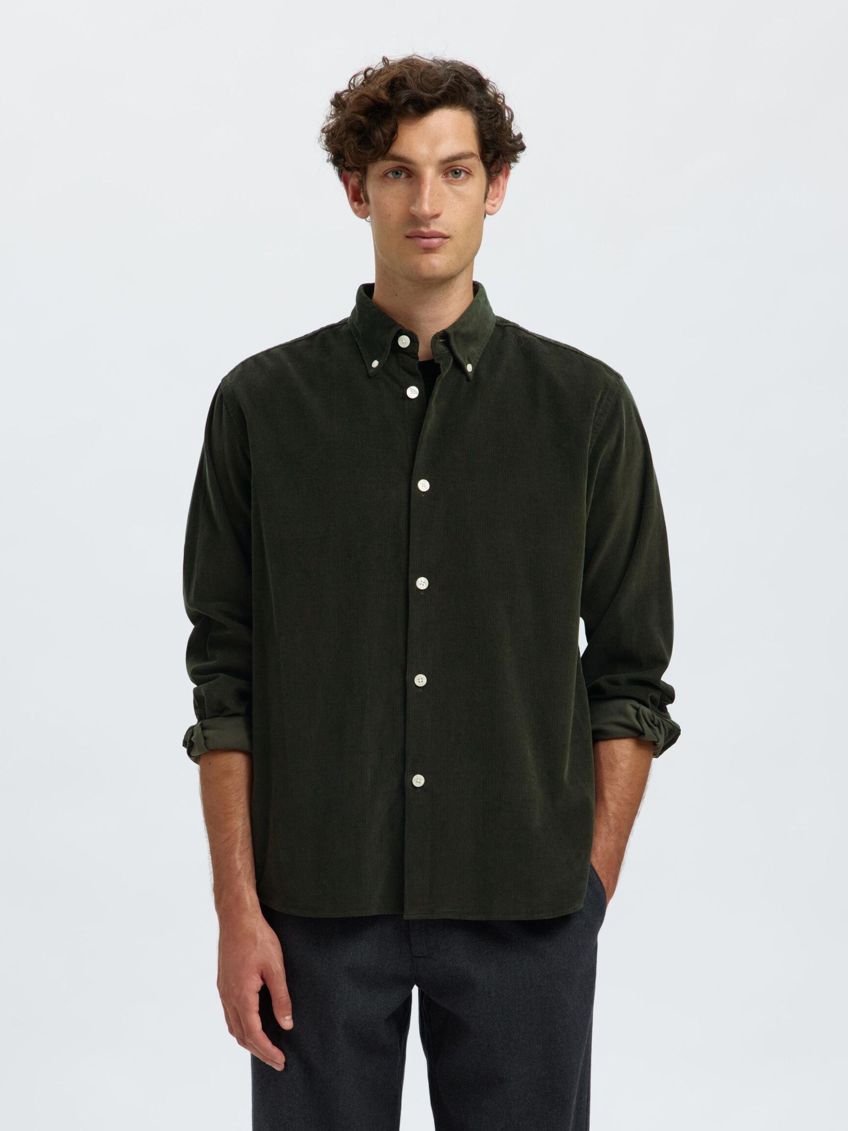 Reg Danni Cord BD LS Shirt - Deep Forest