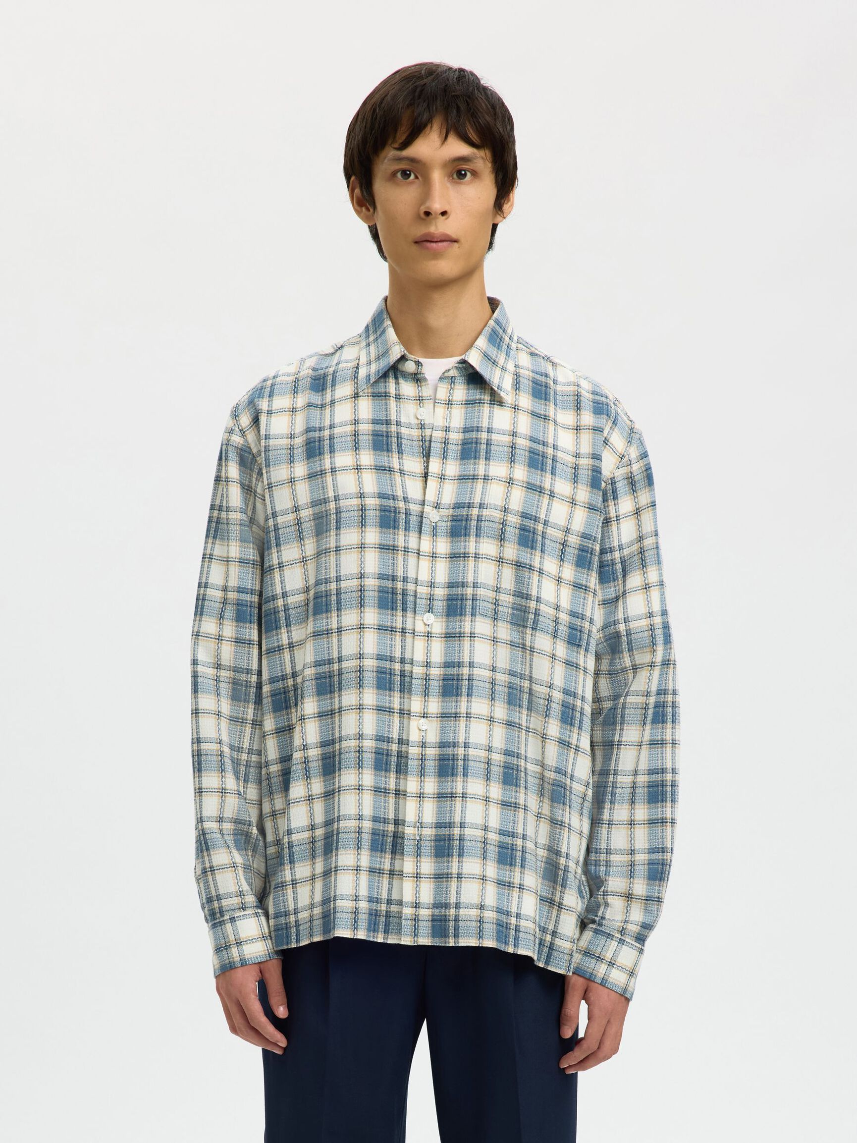 Relax Landon Check LS Shirt - Egret Blue Mirage Multi Check