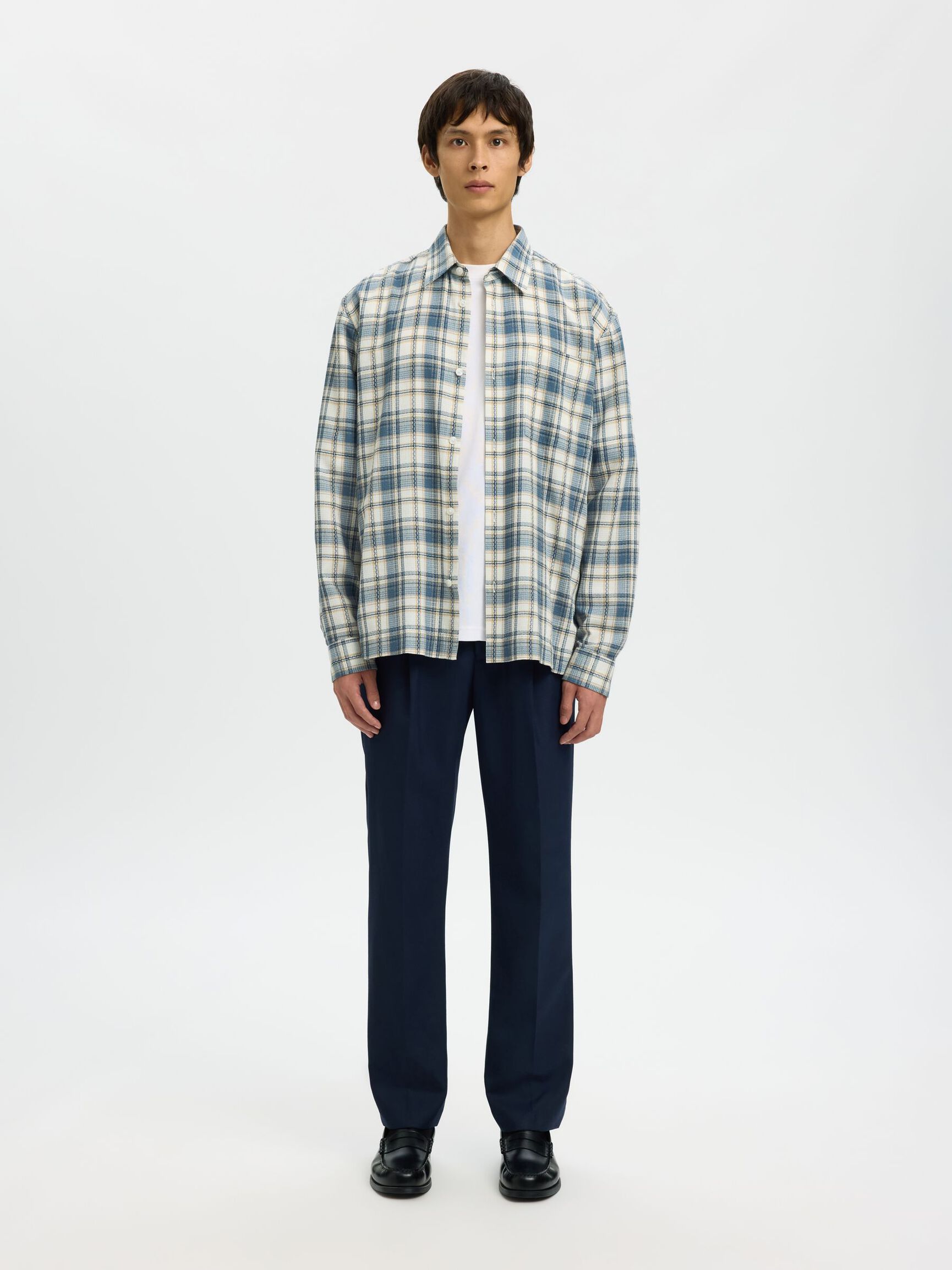 Relax Landon Check LS Shirt - Egret Blue Mirage Multi Check
