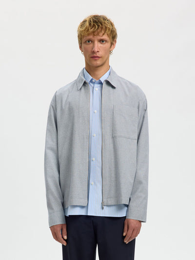 Relax David Mix Zip Overshirt -  Blue Mirage Poppytooth