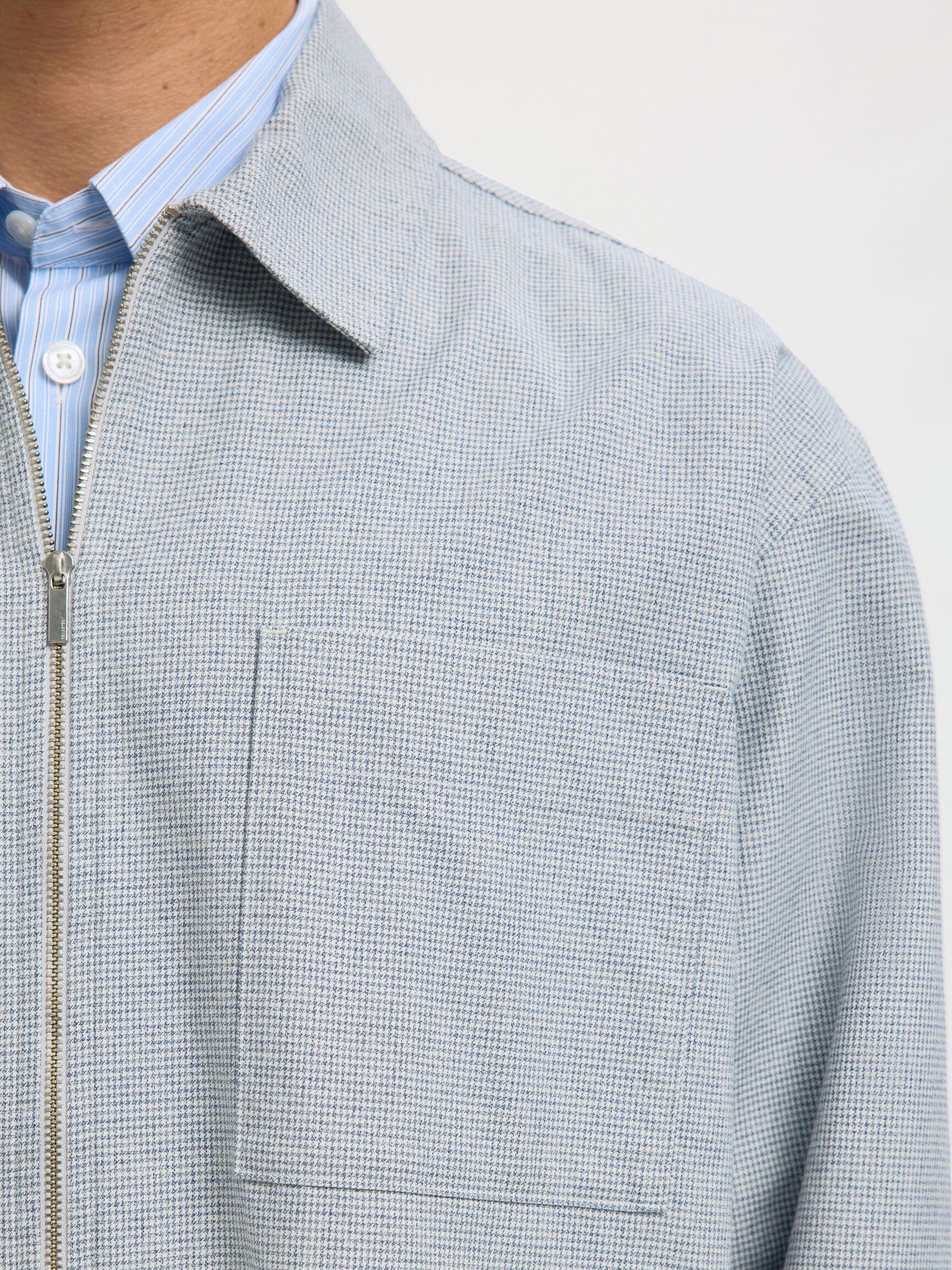 Relax David Mix Zip Overshirt -  Blue Mirage Poppytooth