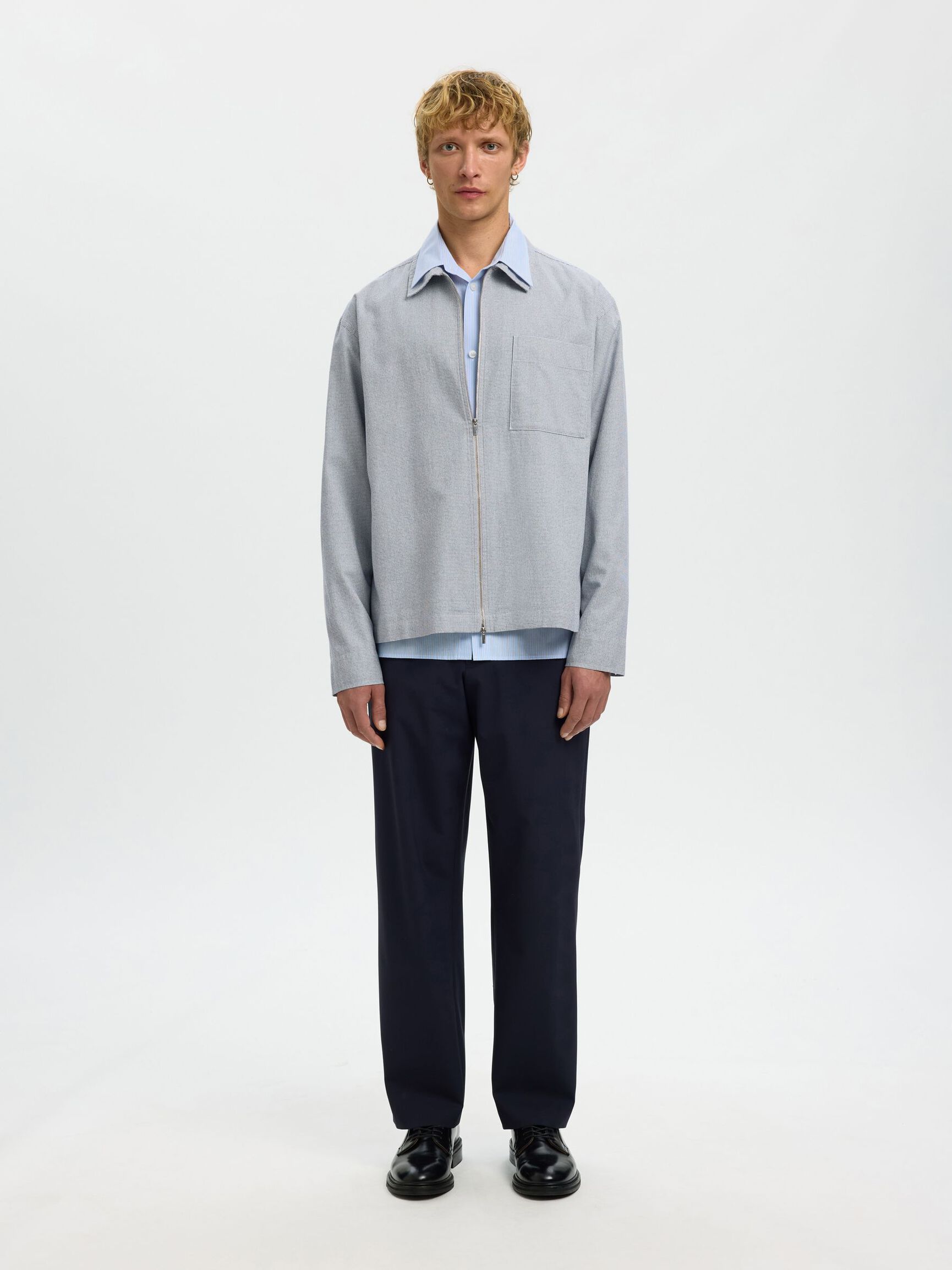 Relax David Mix Zip Overshirt -  Blue Mirage Poppytooth