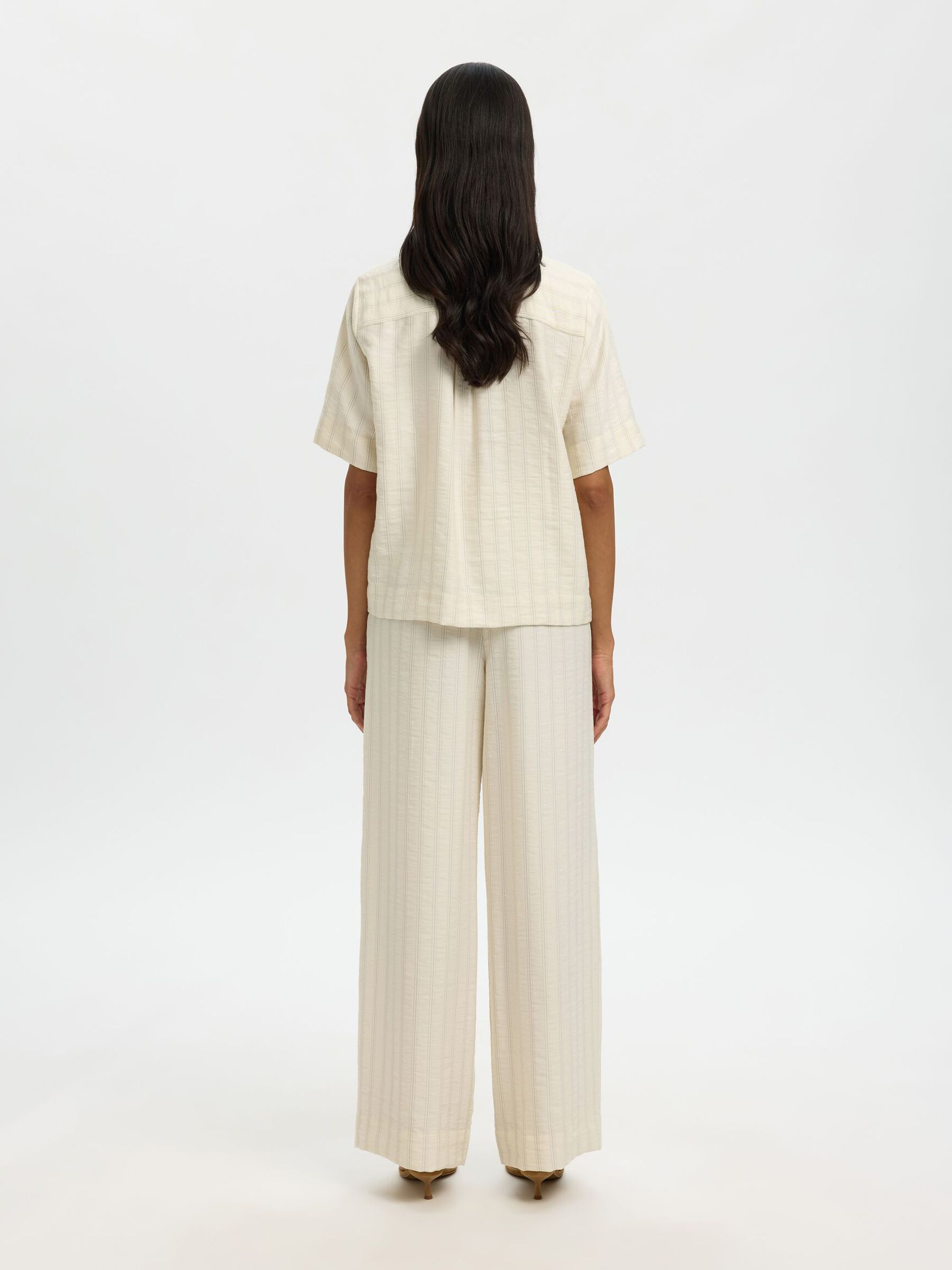 Marie 2/4 Top - Egret Stripes