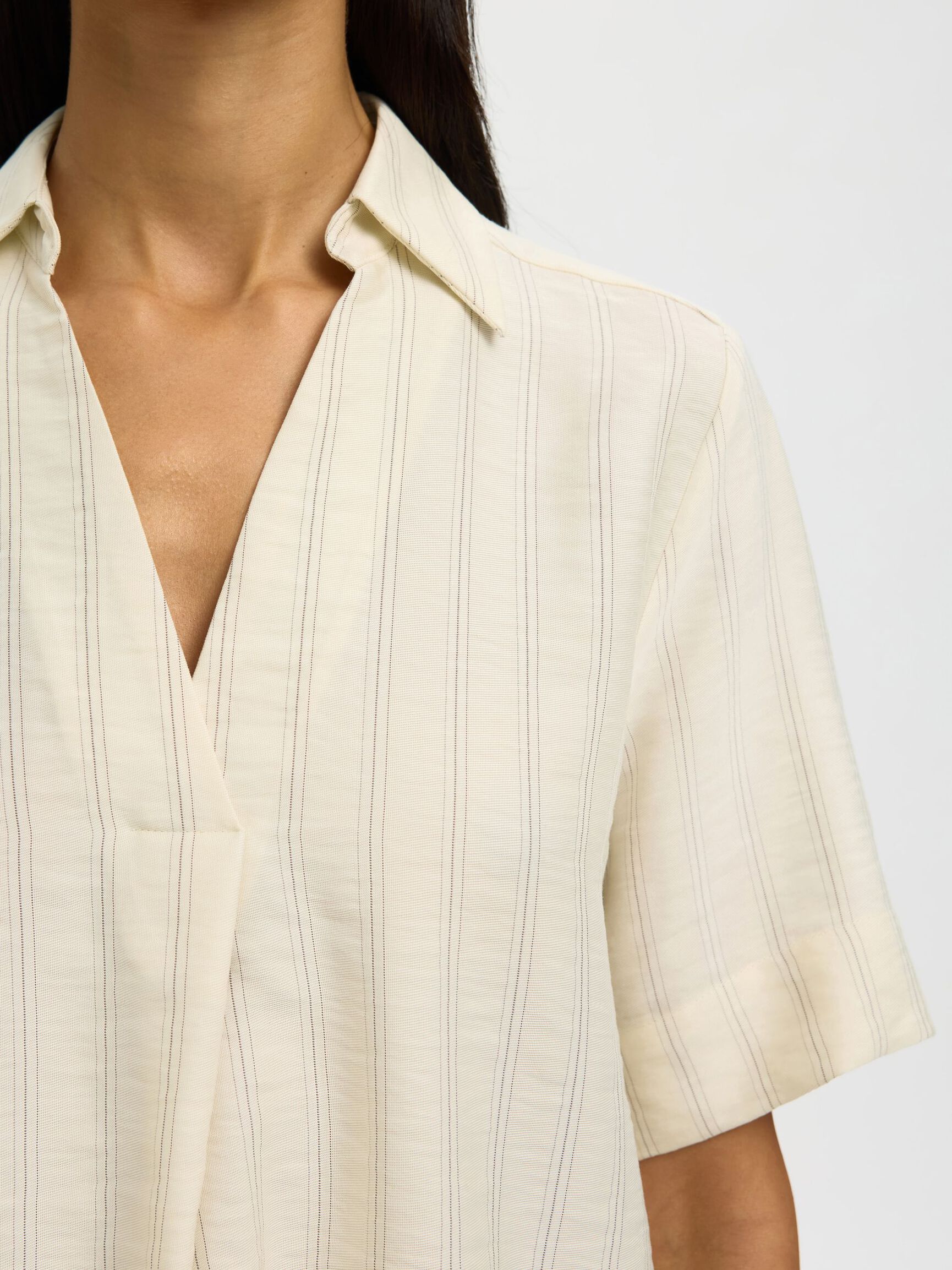 Marie 2/4 Top - Egret Stripes