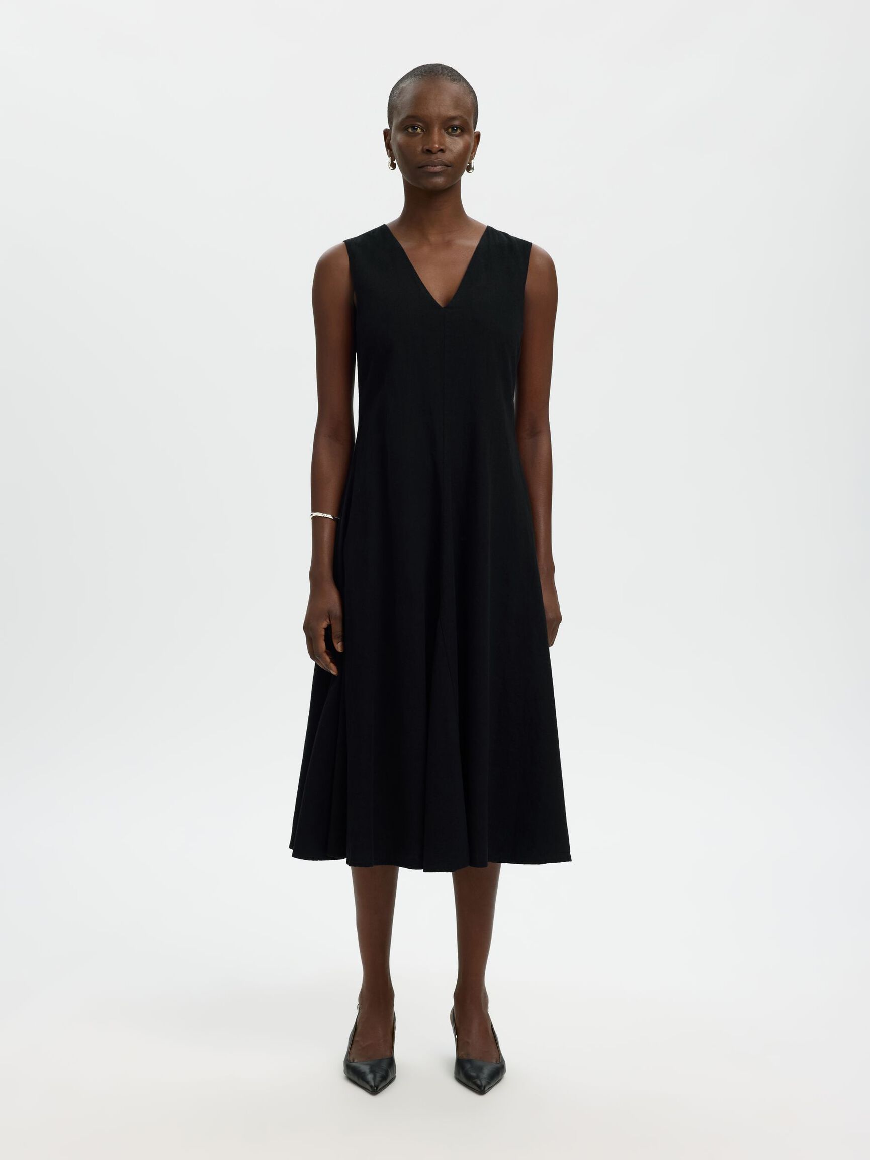 Luisa Linen Blend Dress - Black