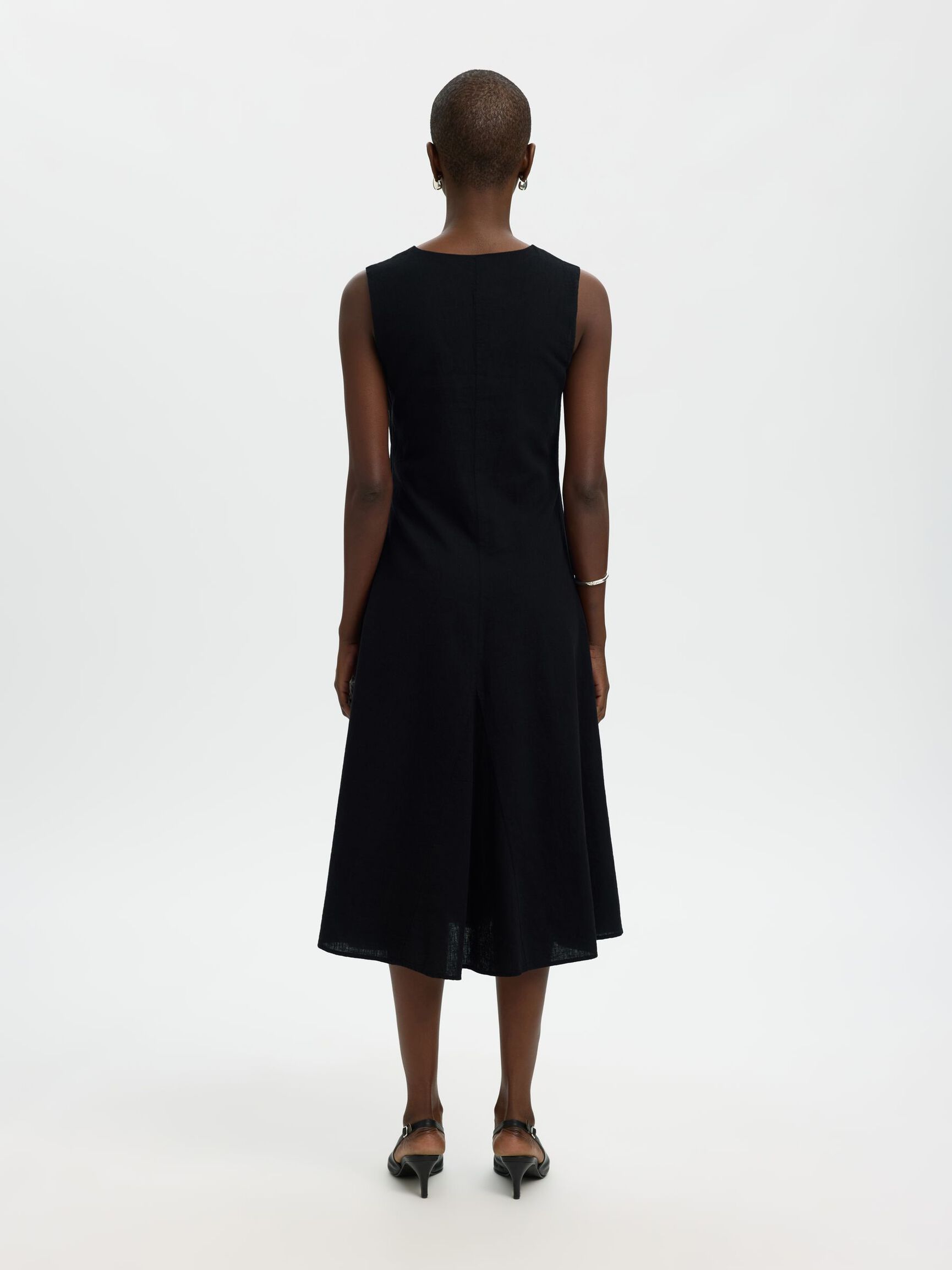 Luisa Linen Blend Dress - Black