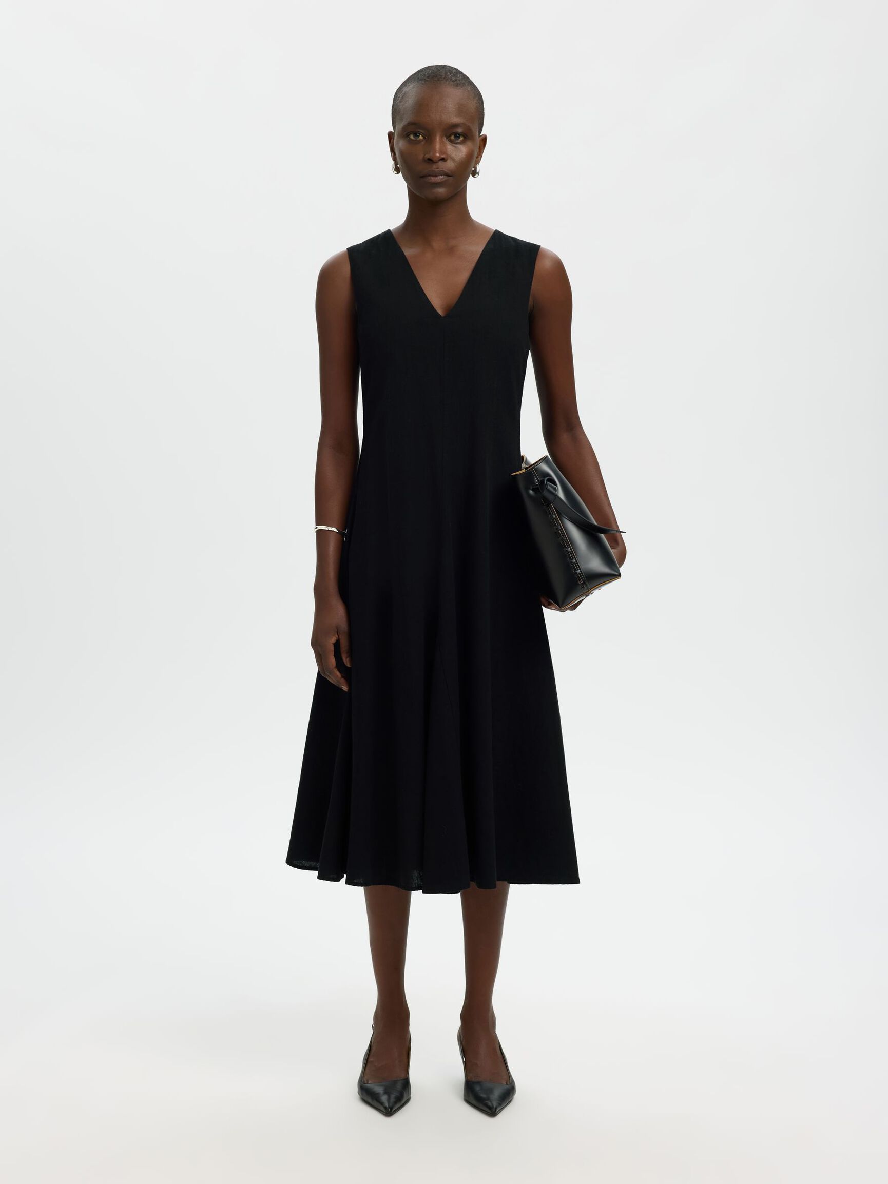 Luisa Linen Blend Dress - Black