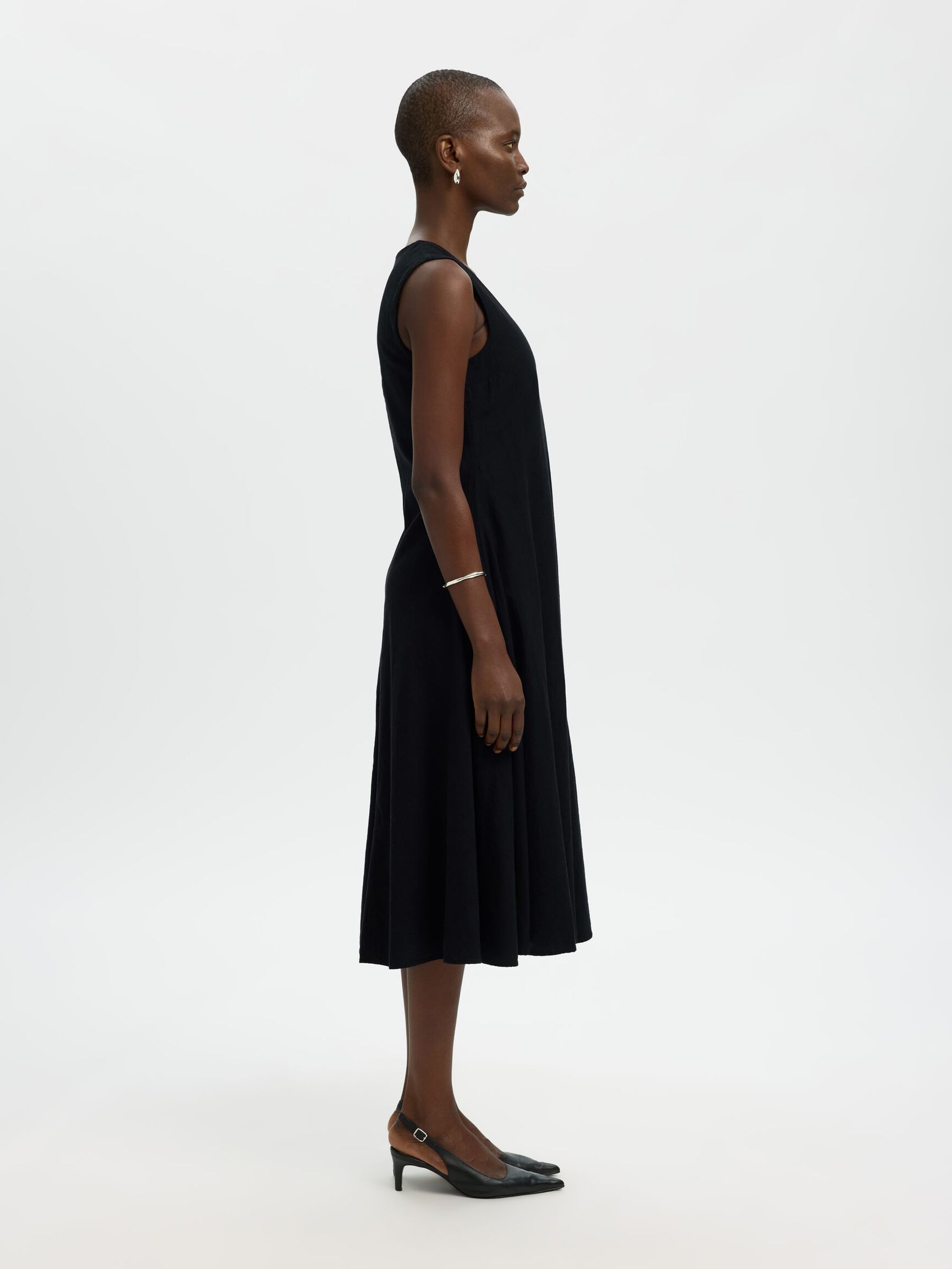 Luisa Linen Blend Dress - Black