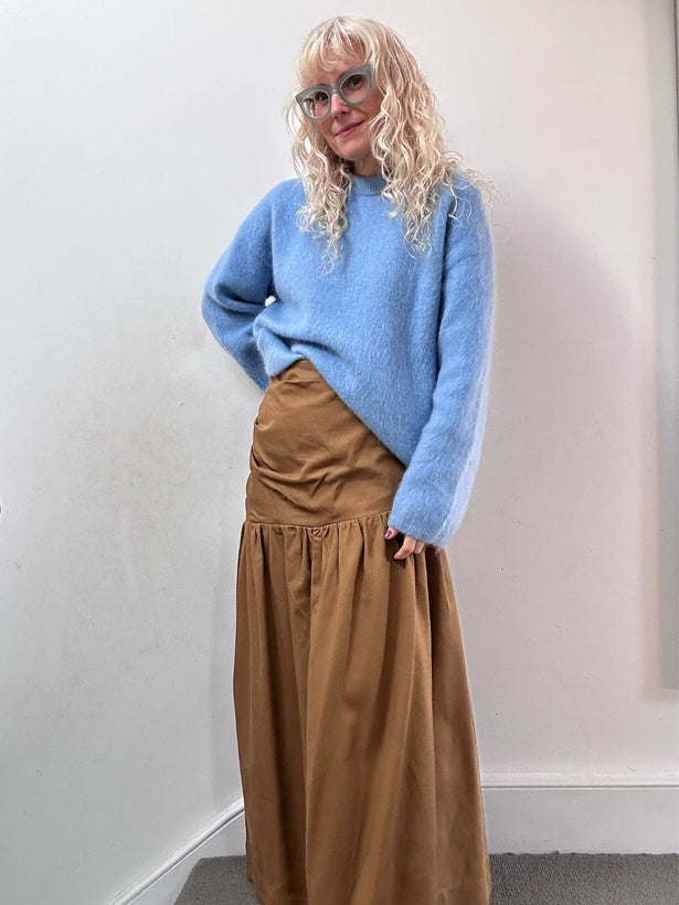 'NO MORE NOBODY' - Hilda Gathered Skirt Organic Cotton - Ochre