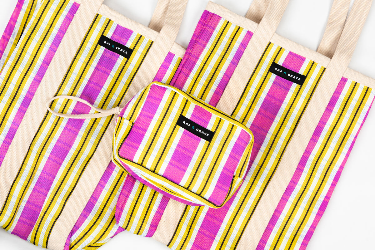 Wash Bag - Pink & Yellow