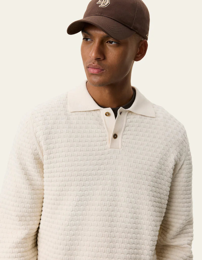 Billy Weave Knitted LS Polo - Light Ivory