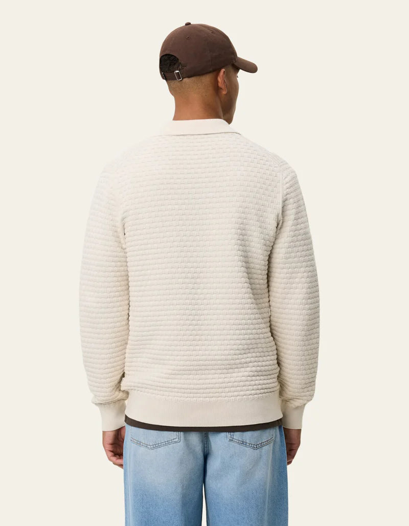 Billy Weave Knitted LS Polo - Light Ivory