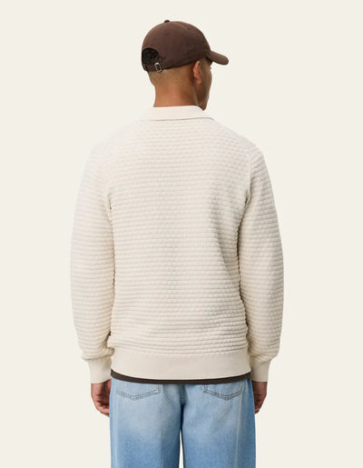 Billy Weave Knitted LS Polo - Light Ivory
