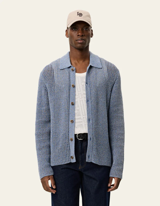 Gerald LS Knitted Shirt - Dark Denim Blue