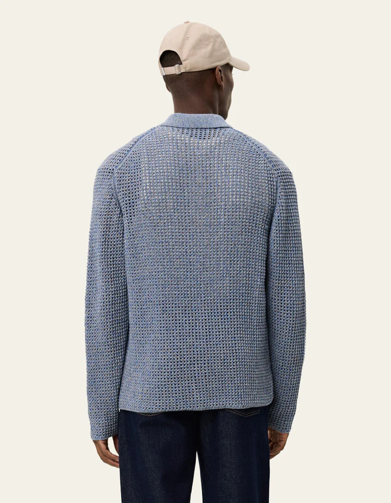 Gerald LS Knitted Shirt - Dark Denim Blue