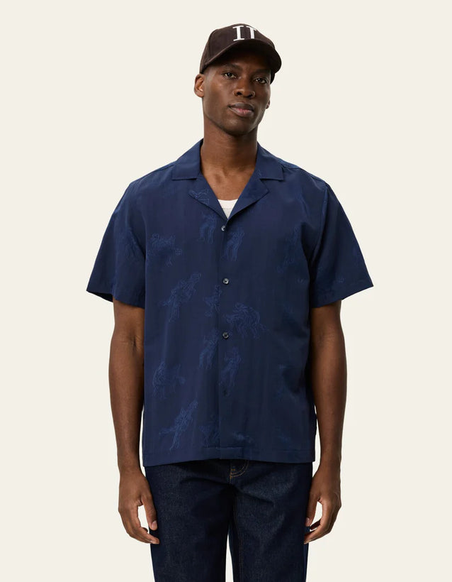 Lesley Players Jacquard Shirt - Dark Navy