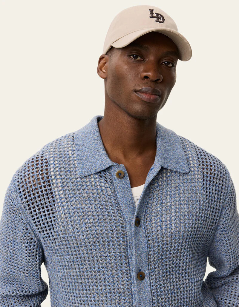 Gerald LS Knitted Shirt - Dark Denim Blue