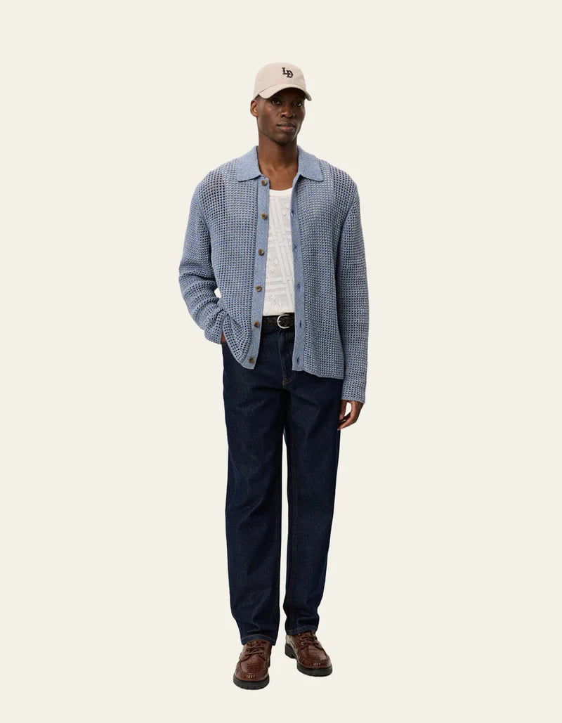 Gerald LS Knitted Shirt - Dark Denim Blue