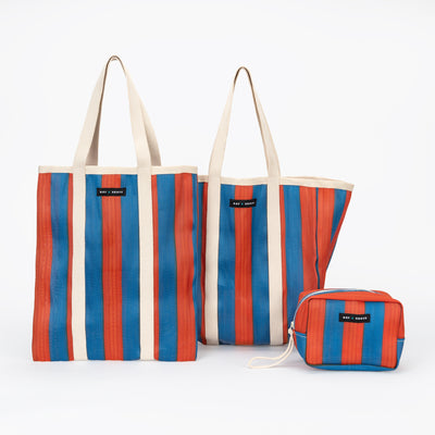 Large Shopper Bag - Navy & Orange