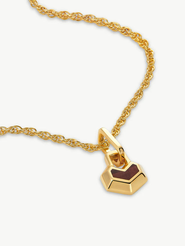 Mini Daryl Necklace 22'' Chain - Gold/ Tigers Eye