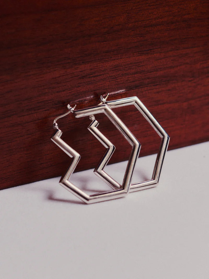 Daryl Large Hoops - Sterling Silver