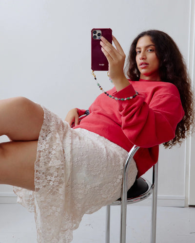 Short Phone Cord - Crystal Clear Beads