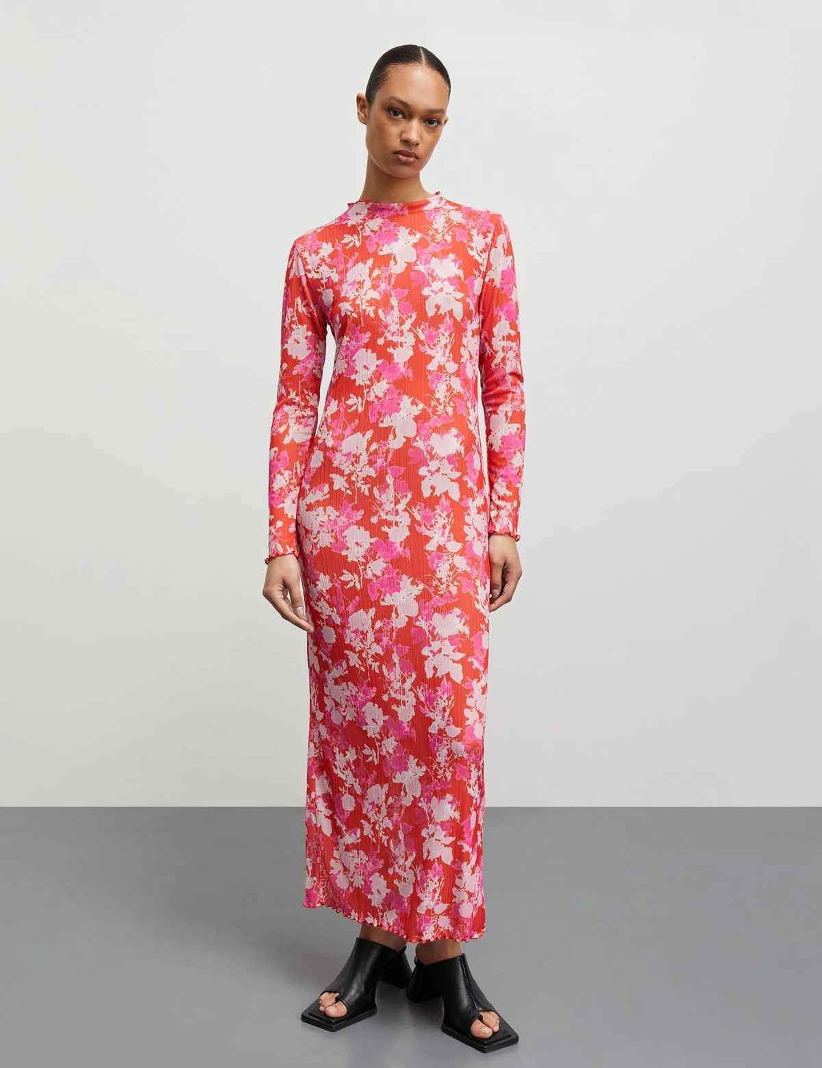 Fancy Jersey Melanie Dress - Rose/Fiery Red
