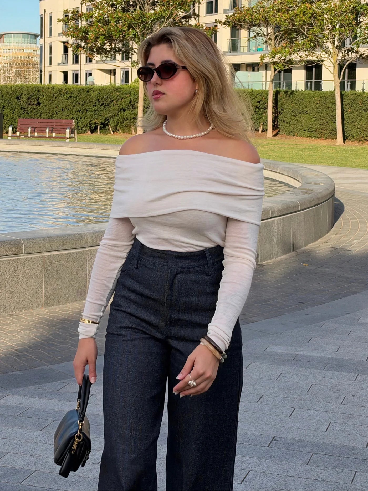 Katharina Cotton Jeans - Navy Stripe