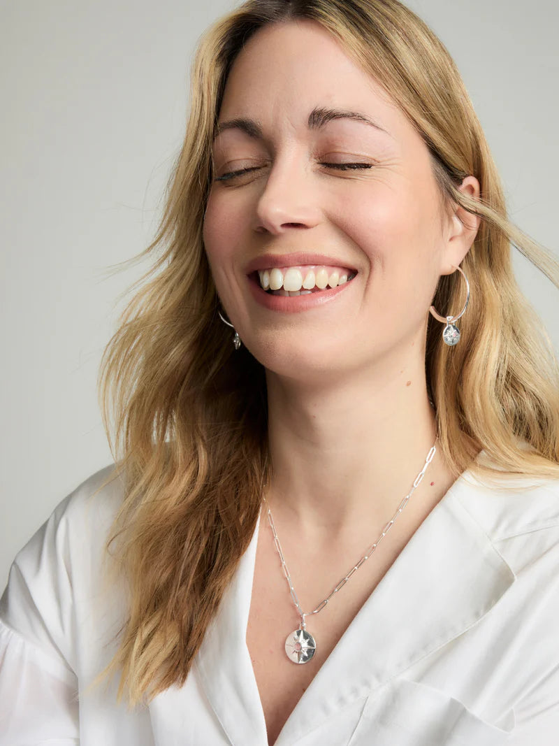 Astrid Necklace - Sterling Silver/Pink Rhodochrosite