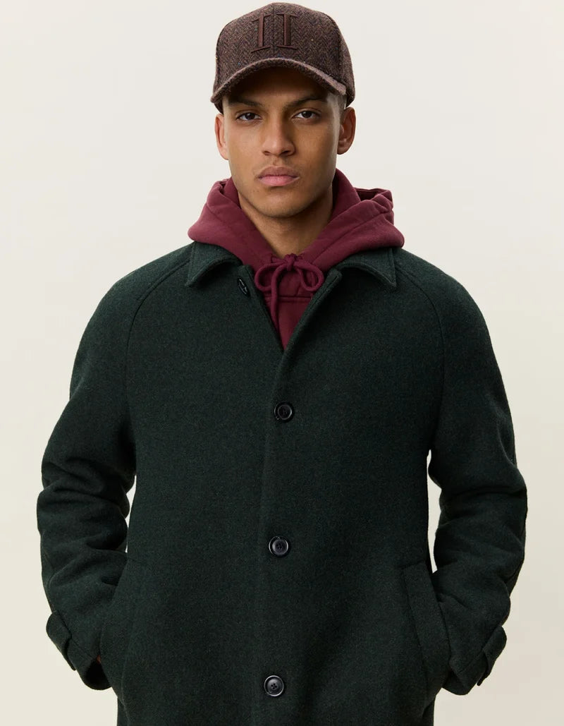 Solid Wool Coat - Rosin Green