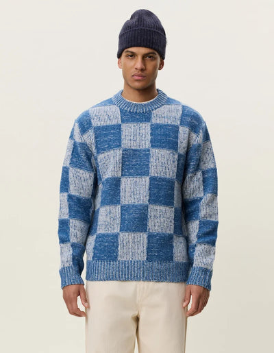 Check Knit - Dark Denim Blue