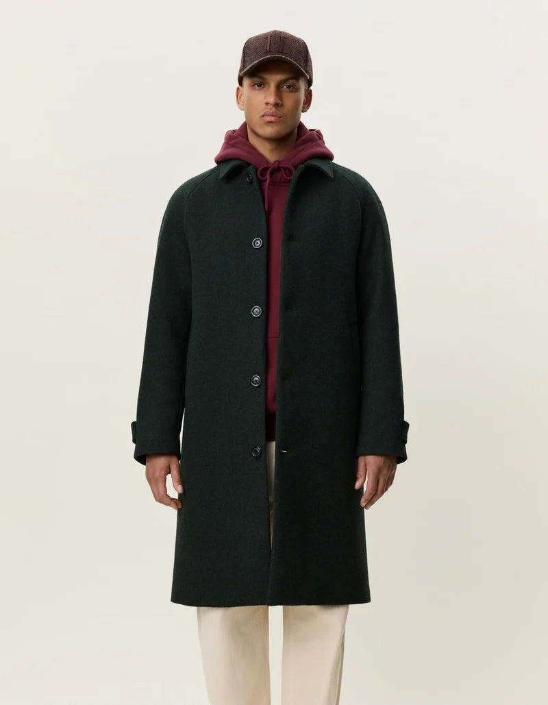 Solid Wool Coat - Rosin Green