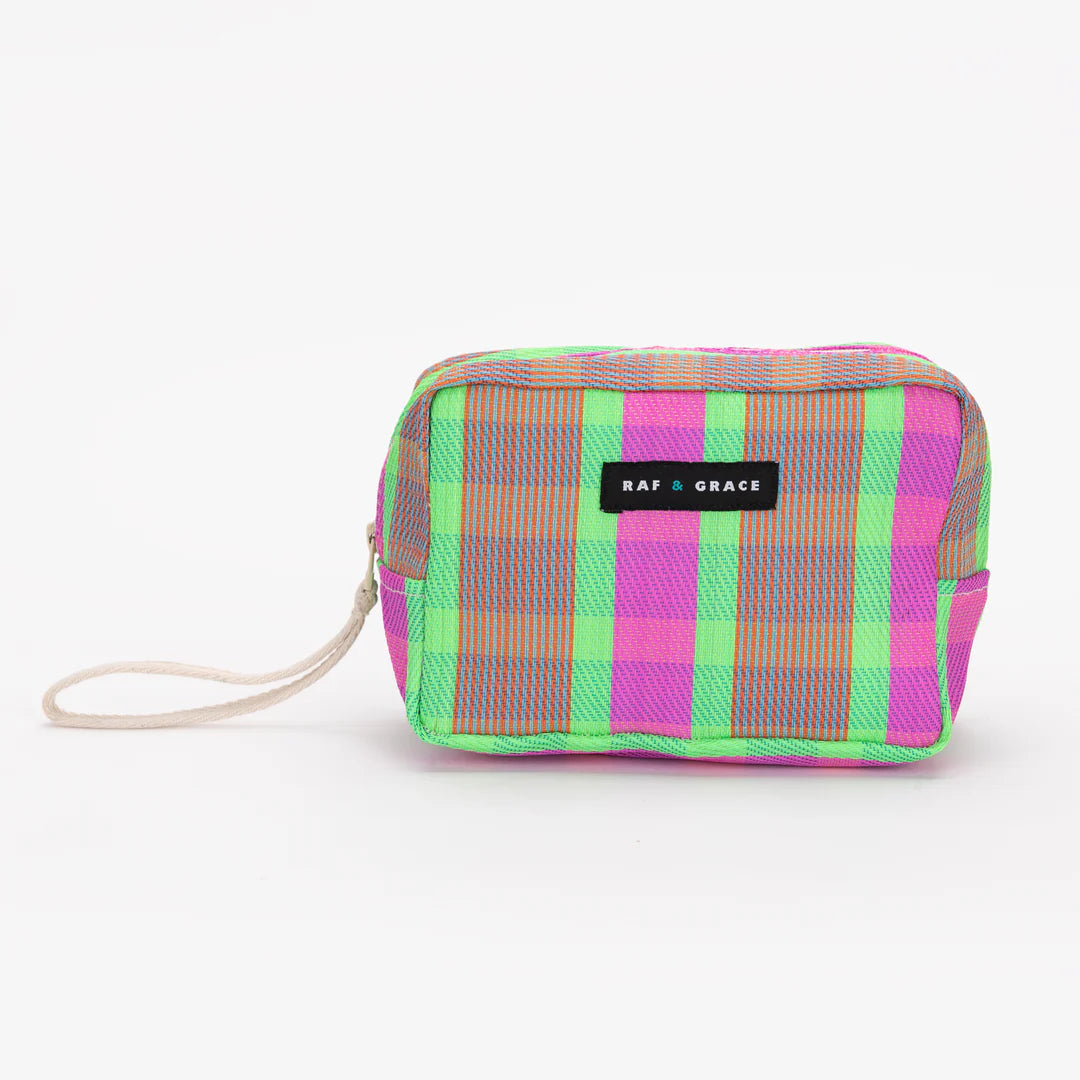 Wash Bag - Bright Pink & Green