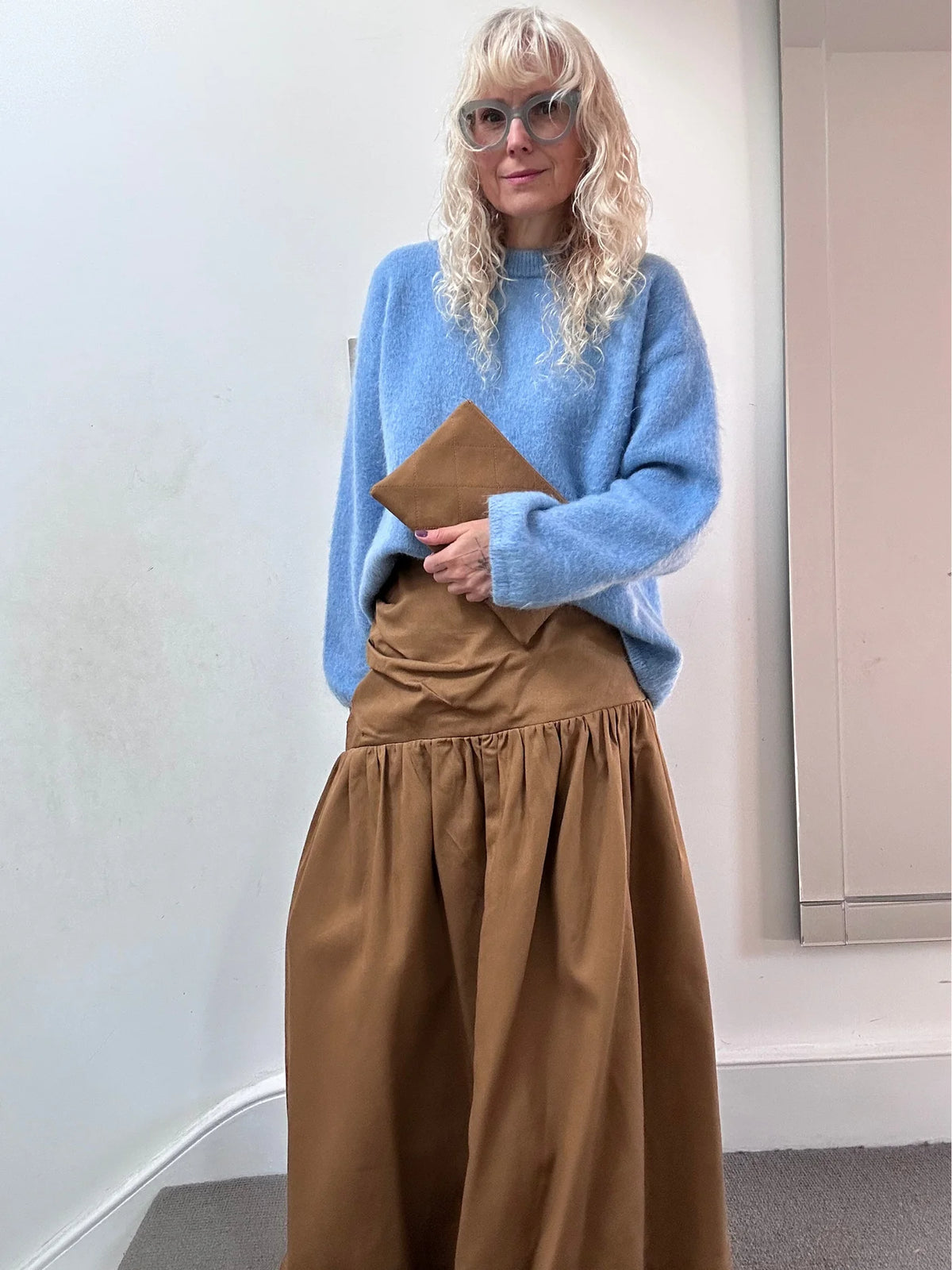 'NO MORE NOBODY' - Hilda Gathered Skirt Organic Cotton - Ochre