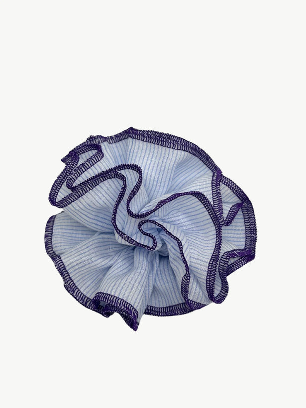 Azaria Scrunchie - Blue Stripe/ Purple Trim
