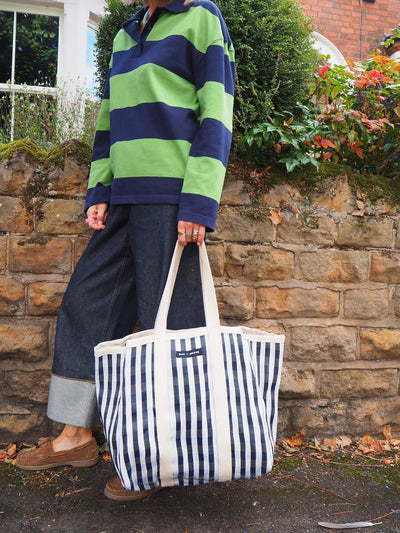 Large Shopper Bag - Black & White Stripe