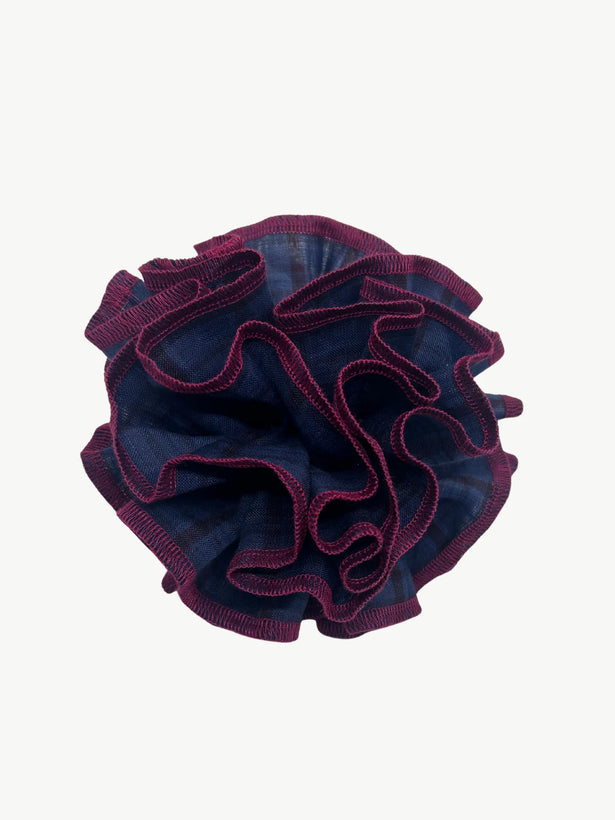 Azaria Scrunchie - Navy Check/Red Trim