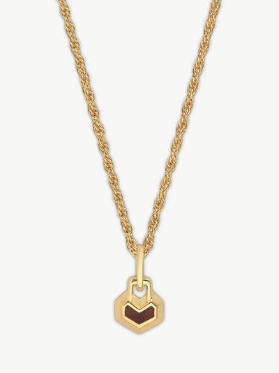 Mini Daryl Necklace 22'' Chain - Gold/ Tigers Eye
