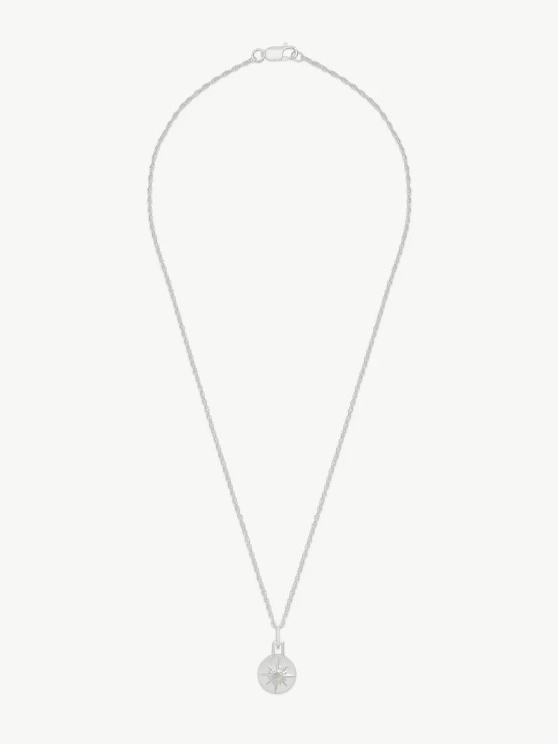 Mini Astrid Necklace 16'' Chain - Silver/White Mother of Pearl