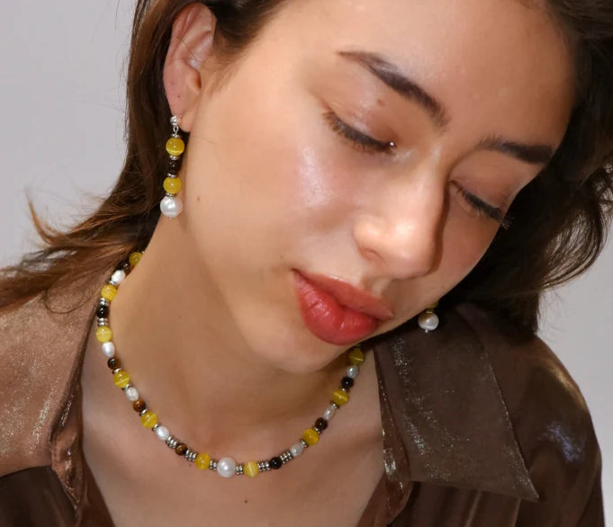 Cosmos Earrings - Citrine