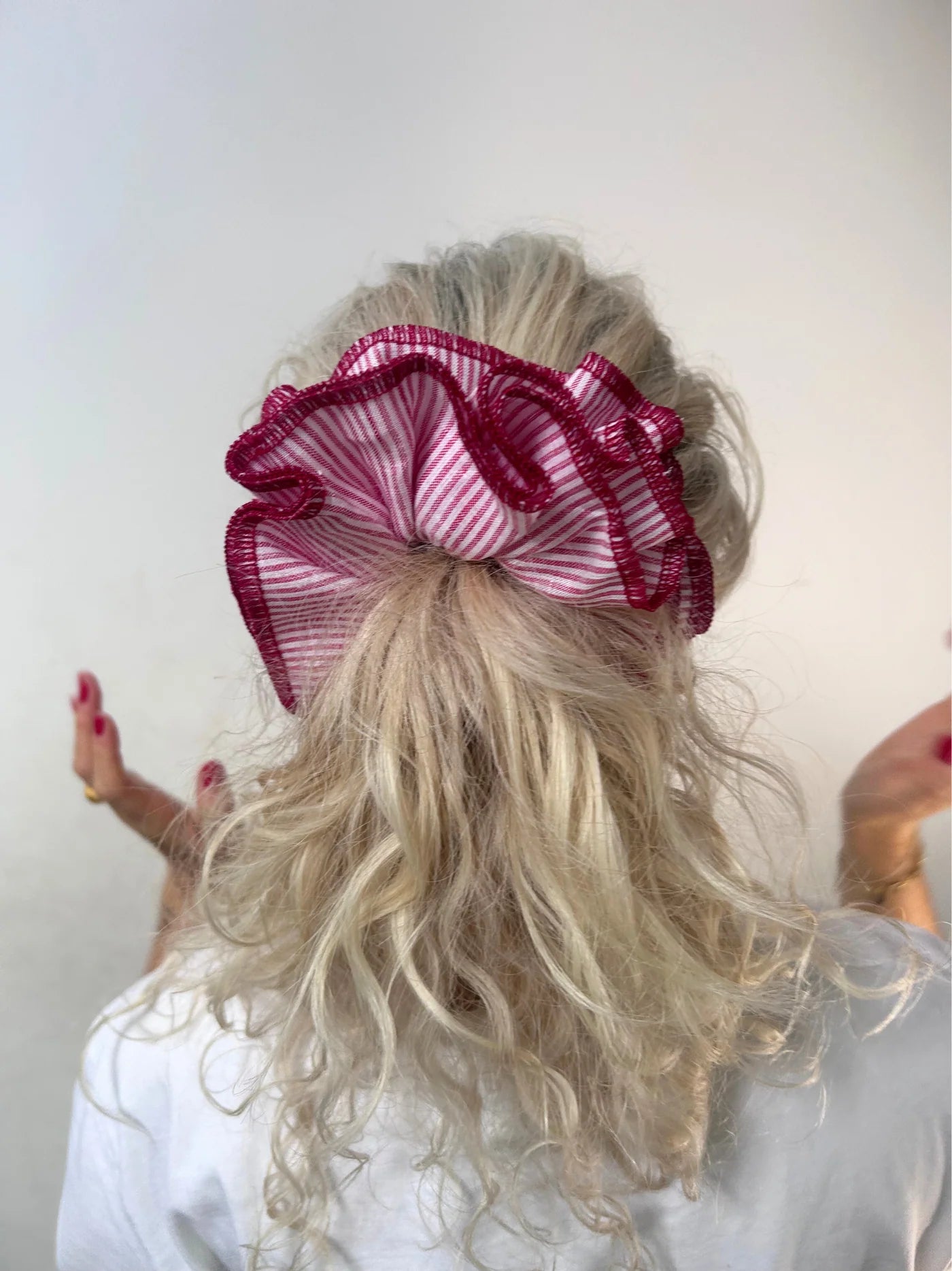 Azaria Scrunchie - Red Stripe/ Red Trim