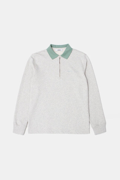 Mini Logo Zip Polo - Plain Grey Melange